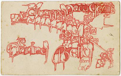 Greetings card designed by Archibald Knox