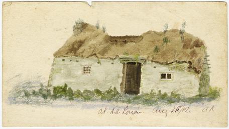 Thatched cottage at Old Kirk Lonan by Archibald…