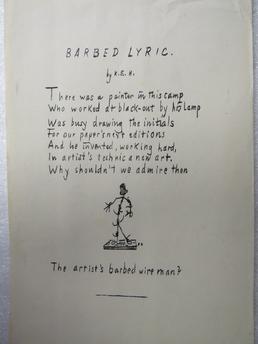 Poem entitled 'Barbed Lyric'