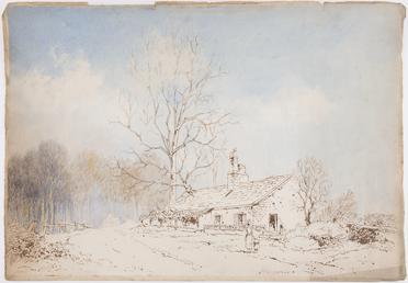 Unfinished sketch of cottage