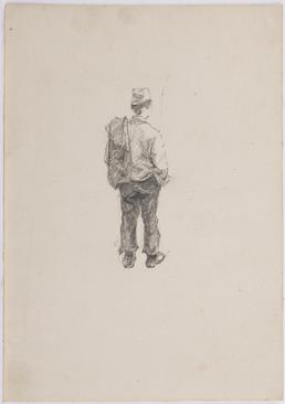 Study of man with coat over left shoulder