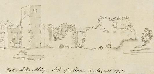 Pencil Drawing of Rushen Abbey Ruins 'Balla Salla…