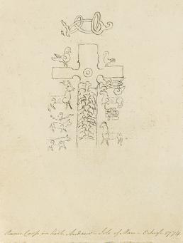 Pencil Drawing of a Carved Cross 'Ruinic Cross…