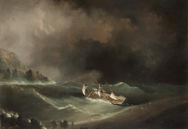 Ship caught in storm