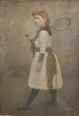 Unknown girl playing tennis