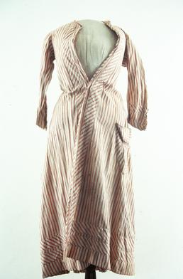 Pink and white striped dressing gown