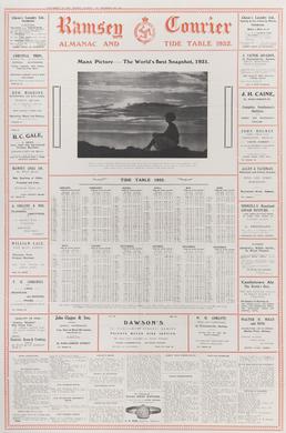 Ramsey Courier Almanac & Tide Table 1932
