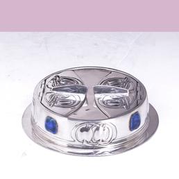 Tudric Pewter Double Inkwell with Enamel Decoration