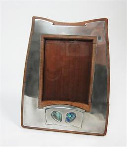 Tudric Pewter and Abalone Wooden Photo Frame