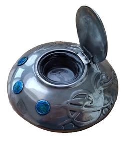 Tudric Pewter Inkwell with Enamel Decoration, Model 0521