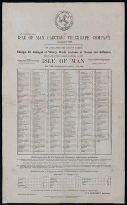 Isle of Man Electric Telegraph Company charges