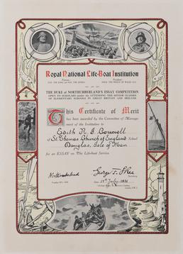 Illuminated certificate of merit awarded by the Committee…