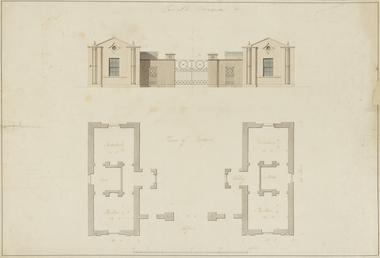 Castle Mona, plan and elevation of Lodges