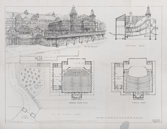 Sketch elevation of The Palace, Douglas with longitudinal…