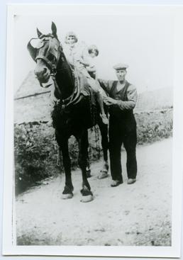 Cregneash James Karran with horse and children