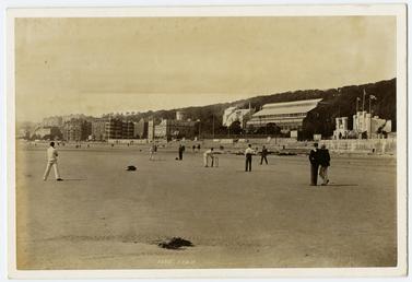 Cricket on Douglas sands, Central Promenade, Douglas