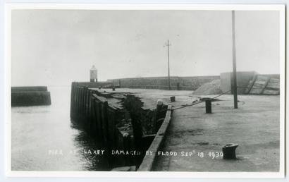 Pier at Laxey damaged by flood, 18th September…