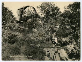 Laxey Wheel and waterfall