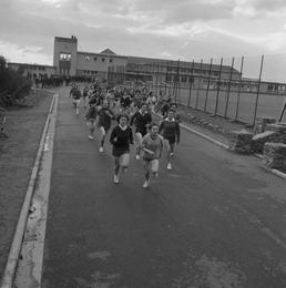 Girls' cross-country run, Castle Rushen School, Castletown