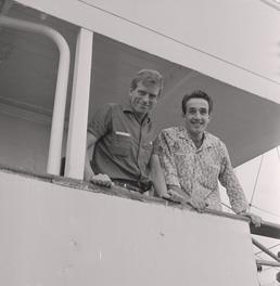 DJs Tom Lodge (left) and Alan Turner onboard…