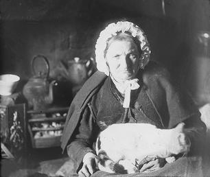 Old Manx Woman with her Cat, Isle of…