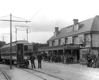 Electric tram at Groudle Hotel, Isle of Man