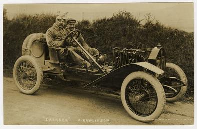 A. Rawlinson in a Darracq,1908 Tourist Trophy motorcar…
