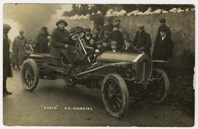 H.B. Browning in a Rover, 1908 Tourist Trophy…