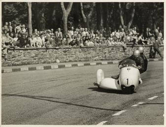 Walter Schneider aboard a BMW sidecar outfit (number…