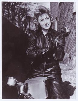 Beryl Swain, TT (Tourist Trophy) rider, posing in…