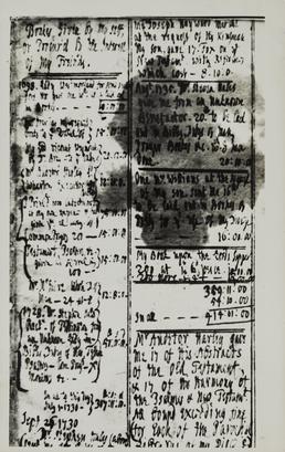 Photograph of bishop Wilson's library account book