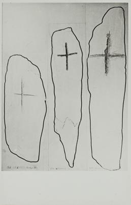 Photograph of sketch of early incised crosses, Lezayre…