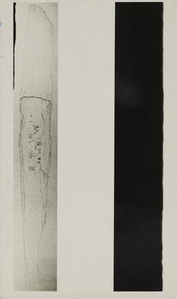 Photograph of sketch of ogham inscription, Knock y…