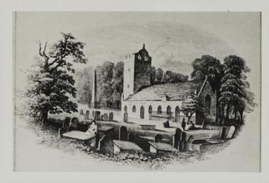 Photograph of sketch of Braddan Old Church