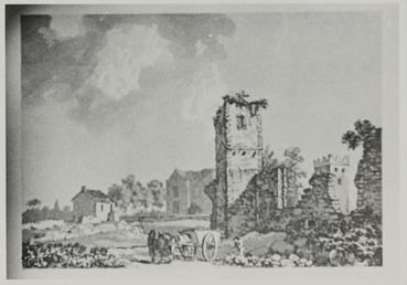 Photograph of an illustration of Rushen Abbey, Ramsey…