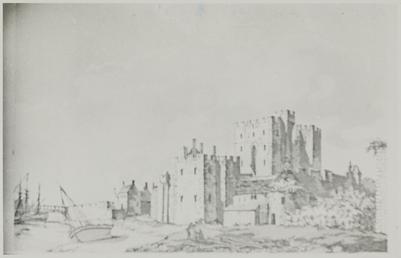 Photograph of sketch of Castle Rushen, Ramsey Library