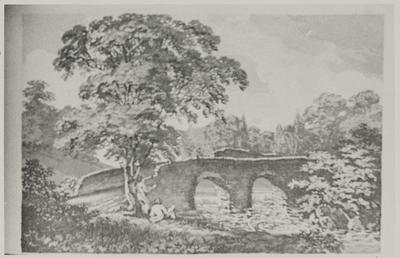 Photograph of a 1794 sketch of Monks Bridge,…
