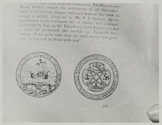 Photograph of part of a medal citation, which…