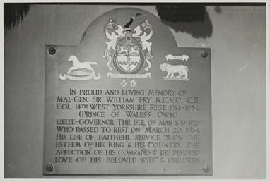 Sir William Fry memorial, Nunnery chapel, Braddan