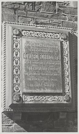 Tablet marking site of birthplace of Edward Forbes,…