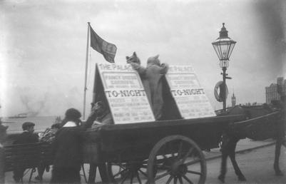 Horse-drawn advertising cart for The Palace, Douglas