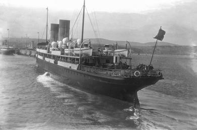 Steam Packet vessel 'Viking' leaving Douglas harbour
