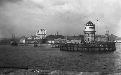 Entrance to Douglas harbour with Red Pier and…