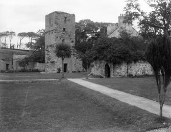 Rushen Abbey grounds and tower, Ballasalla