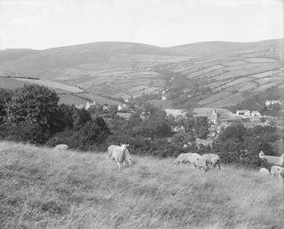 View across Laxey valley to spoil heap, Laxey…