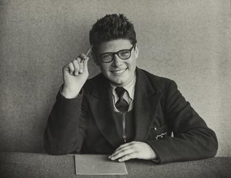 David Fargher, sitting in Ramsey Grammar School