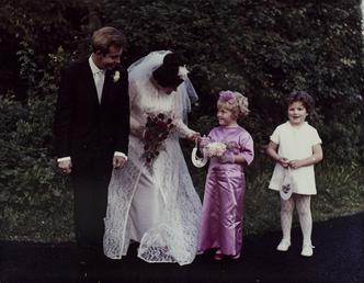 Peter Bagnall and Wendy Brew with two bridesmaids…