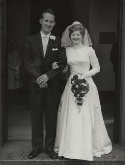 Clifford Kneale and Kathleen Callister in church doorway…