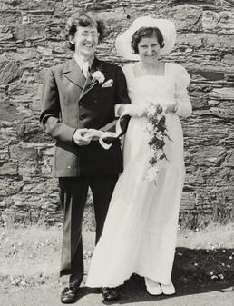 Norman Quayle and smiling Alison Fletcher pictured outdoors…