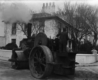 Steam-roller in Bowring Road, Ramsey